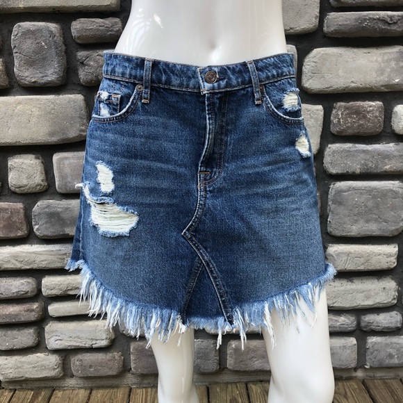 7 For All Mankind Dresses & Skirts - 7 ForAllMankind Distressed Jean Mini Skirt EUC 27